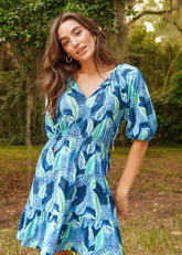 Blue Myers Flowy Cinch Waist Dress